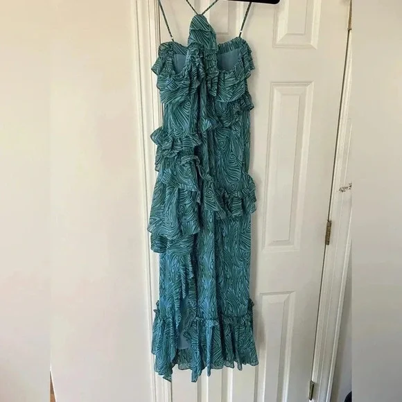 NWT Cinq a Sept Rayner Asymmetric  
Midi Ruffle High Slit Dress - Picture 9 of 11